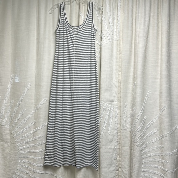 Loft size XS Grey/ivory stripe maxi tank dress - Picture 2 of 2
